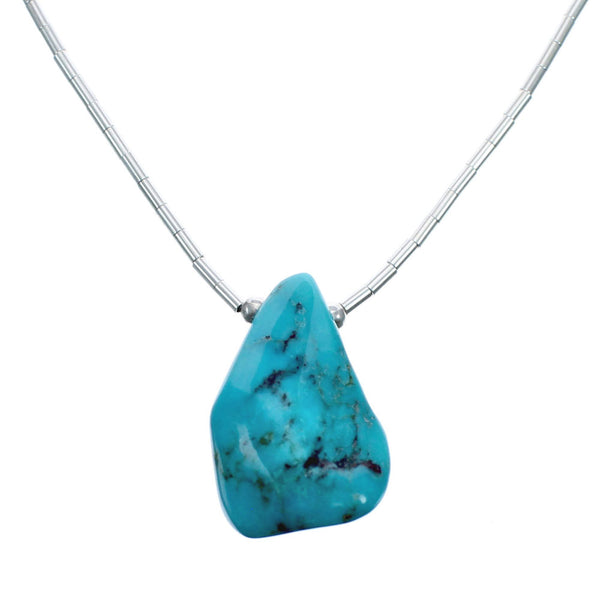 Liquid Sterling Silver Native American Turquoise Necklace JX126746